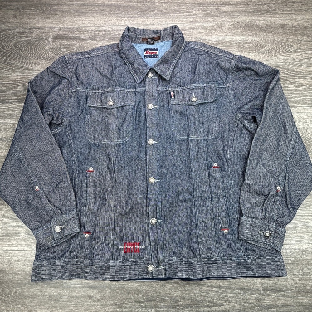Vintage Enyce Denim Jacket Mens XXL Blue Baggy Utility Hip Hop Y2K Streetwear